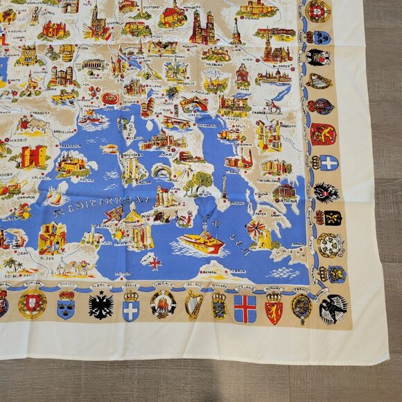 Europe Map Tablecloth Country Crests Border Made in Germany - Picture 7 of 10